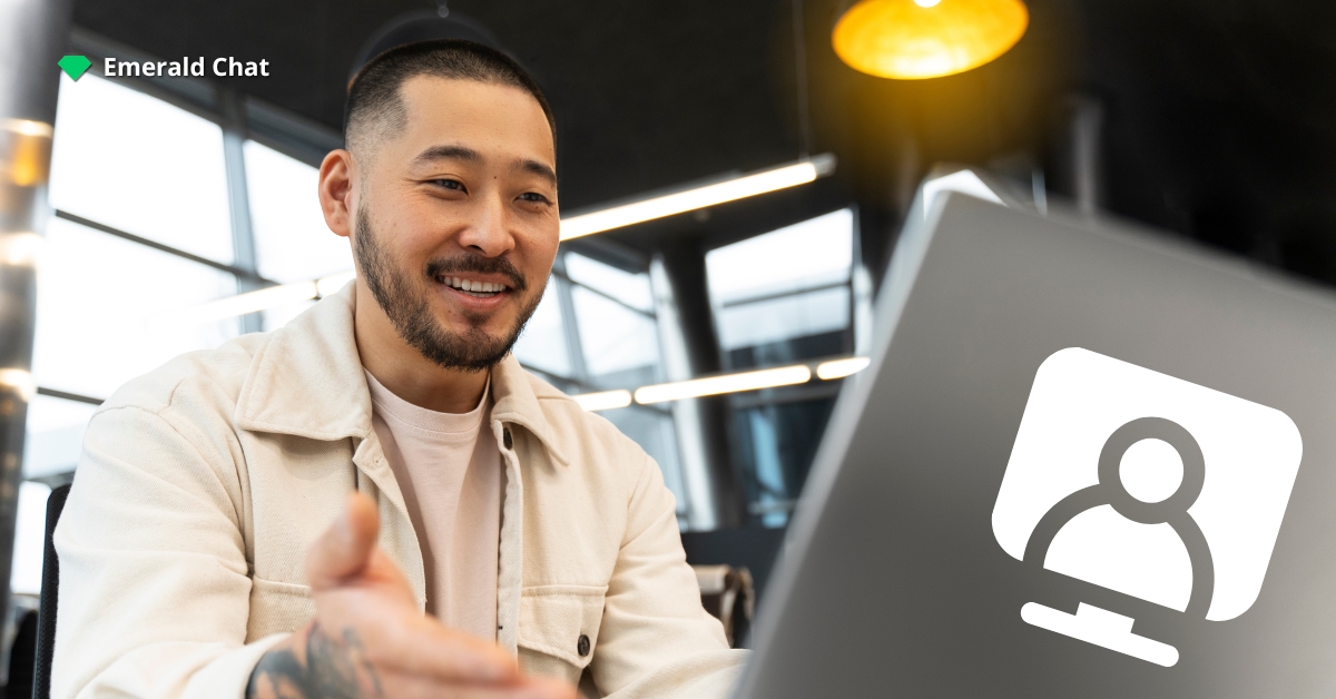 A person facing his laptop