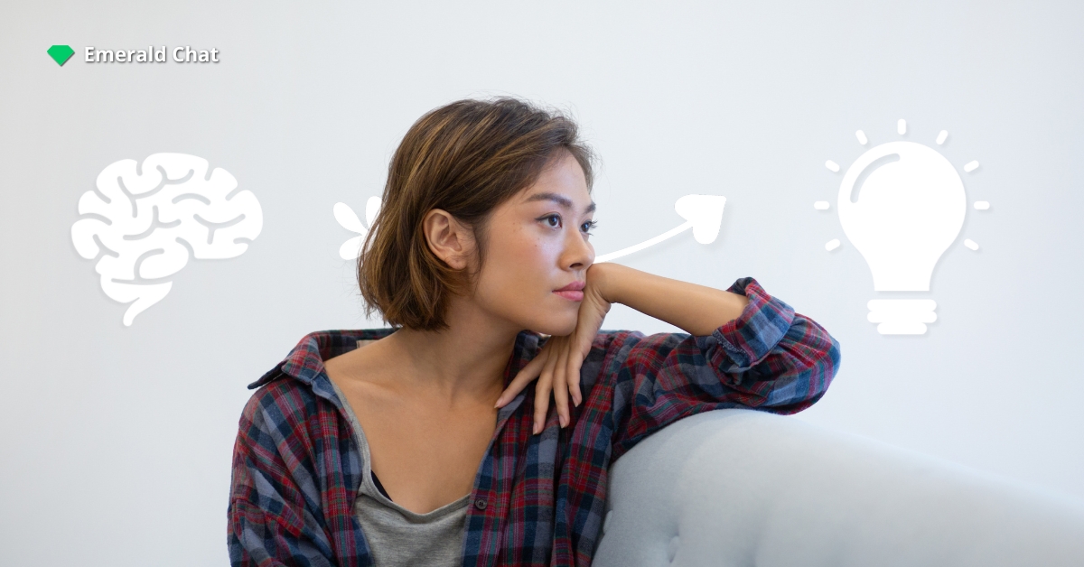 A woman with her hand on face. She's thinking something.